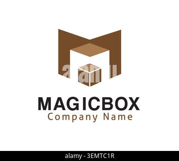 A unique logo design featuring an isometric cube inside a letter m frame Stock Vector