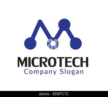 A modern and minimalist logo featuring the letter m stylized with connected dots and lines representing technology Stock Vector