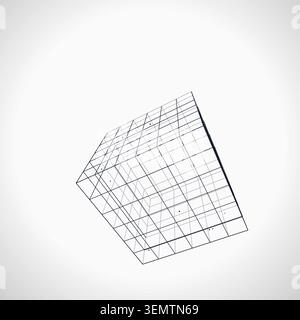 Decorative wire cube illustration for creative templates, creative layouts, and modern visual branding. Stock Vector