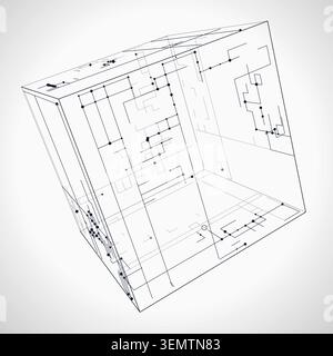 Wire Cube vector background with minimal abstract composition for microstock and commercial design projects. Stock Vector