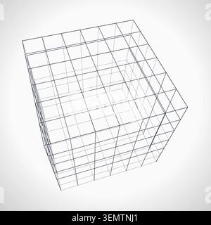 Wire Cube vector background with minimal abstract composition for microstock and commercial design projects. Stock Vector