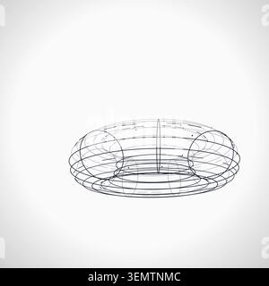 Decorative wire torus illustration for marketing layouts, creative layouts, and modern visual branding. Stock Vector