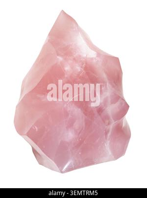 crystal of rose quartz rock cutout on white background Stock Photo