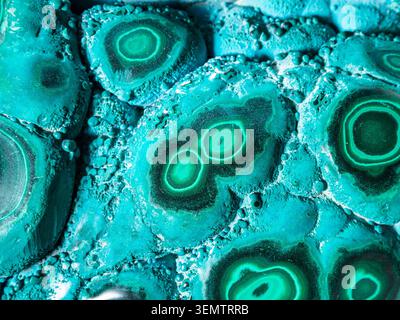 natural mineral background - surface of green chrysocolla rock close-up Stock Photo
