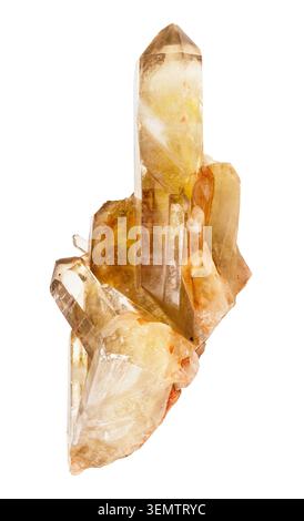 druse of citrine crystals (yellow quartz) cutout on white background Stock Photo