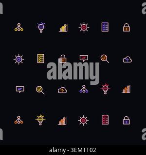 Modern icon sets graphic resource with clean shapes, scalable details, and versatile stock appeal. Stock Vector