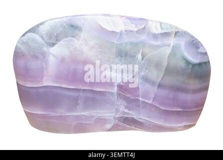 polished piece of striped fluorite rock cutout on white background Stock Photo