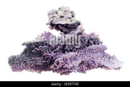 raw piece of botryoidal chalcedony (grape agate) rock cutout on white background Stock Photo