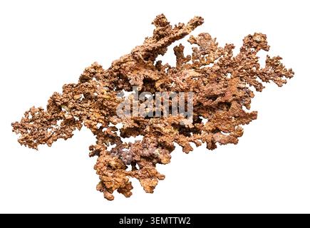 large sample of crystalline native copper cutout on white background Stock Photo