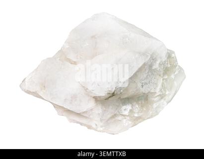 raw piece of white quartz rock cutout on white background Stock Photo