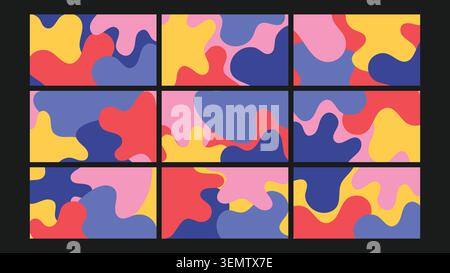 Abstract background with bold colorful blobs in dynamic organic forms. Ideal for creative design, web, and digital media with a fun and artistic vibe. Stock Vector