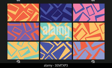 Bright abstract background with overlapping rectangles and bold color blocks. Perfect for graphic design, digital artwork, and creative layouts. Stock Vector