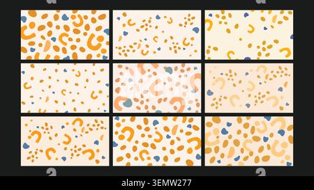 Warm-toned background with abstract terrazzo-style scattered dots and curved elements. Ideal for minimalist design, branding, and artistic visual use. Stock Vector