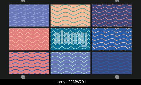 Wavy abstract background with repeating smooth lines in ocean-inspired colors. Great for relaxing visuals, branding, and soft motion-based designs. Stock Vector