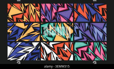 Bold angular abstract background with chaotic jagged shapes in high contrast color. Great for edgy design, youth graphics, and album covers. Stock Vector