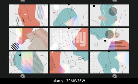 Stylish abstract forms with subtle gradients, holographic overlays, and geometric accents. Perfect for elegant modern branding, editorial graphics, and soft visuals. Stock Vector