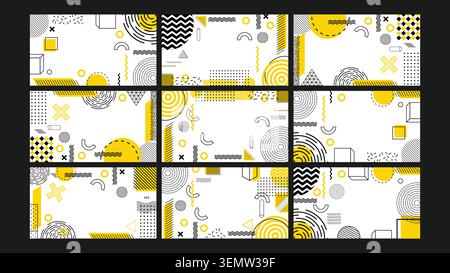 Minimalistic geometric composition with yellow and black accents on white. Ideal for branding, editorial layouts, and design templates. Stock Vector