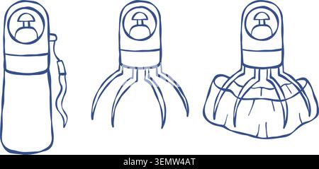 Pooper Scooper Set For Dog Waste Removal. Portable Handheld Tool For Pet Hygiene And Cleanliness. Isolated Outline Hand Drawing Doodle. Vector Illustr Stock Vector