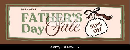 Father's Day Whimsical Doodle Sale Email Header Banner Discount Fashion Shop Father Vector Stock Vector