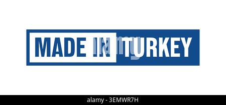 Made in Turkey square badge with blue color Stock Vector