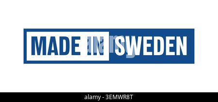 Made in Sweden square badge with Swedish flag colors Stock Vector