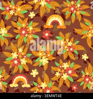 Leopard print with flowers and leaves. Design for leopard print textile fabric. Suitable for fashion Stock Vector