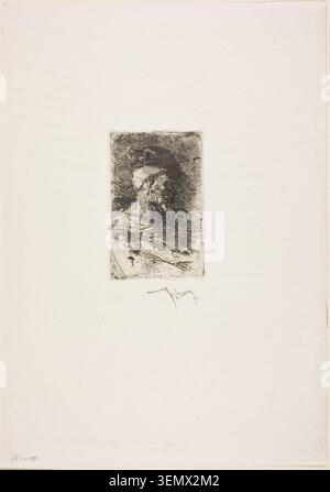 Mule Driver by Mariano Fortuny y Marsal, n.d., depicting a bearded man in profile wearing a cap and draped cloth Stock Photo