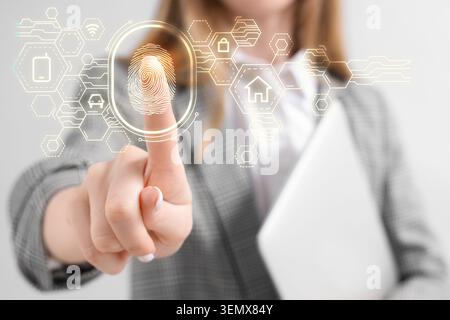 Biometric fingerprint security system for digital data protection and smart home access control technology Stock Photo