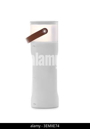 Stylish portable table fan with humidifier on white background Stock Photo