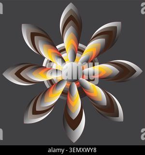 Elegant Abstract Floral Vector Design with Layered Petals in Warm Gradient Colors Stock Vector