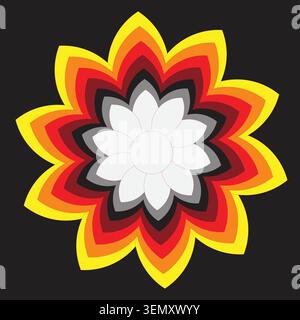 Colorful Abstract Flower Mandala Design with Layered Petals on Dark Background Vector Illustration Stock Vector