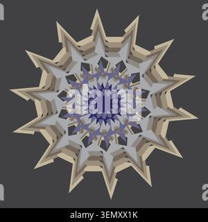 Abstract Geometric Star Mandala Design with Layered Shapes on Dark Background Vector Illustration Stock Vector