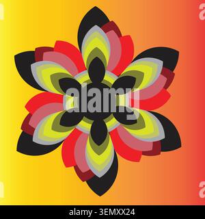 Colorful Abstract Floral Mandala Vector Design with Layered Petals on Gradient Background Stock Vector