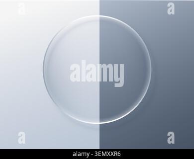 Button circle ui and glass liquid effect with 3d transparent text. Element web frame and button bubble morph with texture circle. Shape button Stock Vector