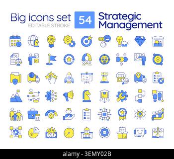 Strategic management line color icons set Stock Vector