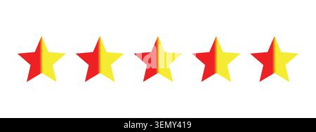 Five red and yellow split stars arranged in a horizontal row Vector Stock Vector