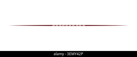 Thin horizontal red line with tapered pointed ends on a simple background Vector Stock Vector