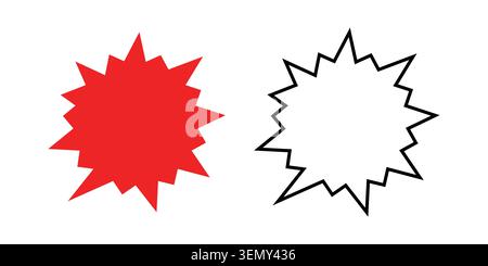 Red and black starburst explosion shapes for comic book speech bubbles Vector Stock Vector