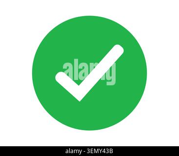 Green circle icon with a white check mark symbol for success and approval Vector Stock Vector