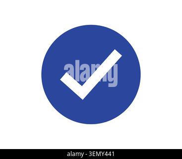 Blue circle icon with a white check mark for success and confirmation Vector Stock Vector