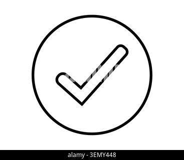Black line check mark icon inside a circle Vector Stock Vector