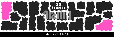 Black and white wavy organic simple frames. Stock Vector