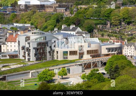 The Scottish Parliament seen from Holyrood Park, Edinburgh, Scotland Stock Photo