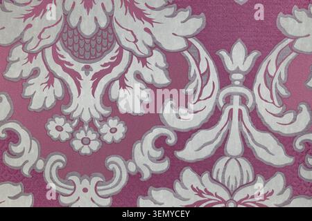 Elegant purple and silver damask tapestry pattern background Stock Photo