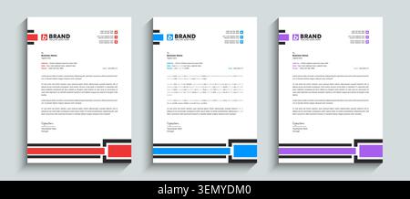 Modern and professional business letterhead design template with red, blue, and purple color. Professional design for stationery, identity, document Stock Vector