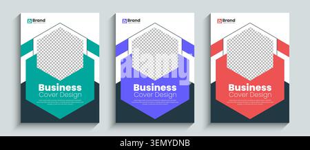 Modern and professional business brochure or book cover design template in A4 size. Professional design for annual report, catalog, flyer or booklet Stock Vector