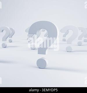 Multiple 3d question marks filling the frame, representing uncertainty, doubts, answers, and future challenges Stock Photo