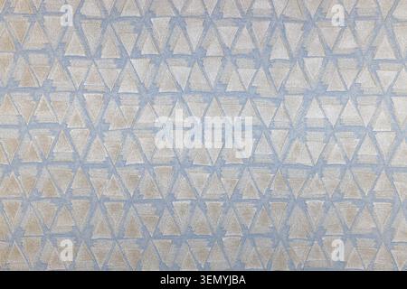 Soft blue and beige geometric tapestry fabric texture background Stock Photo