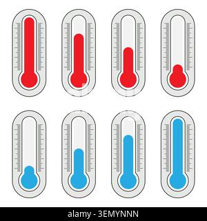 Minimalist Thermometer Icon Set Isolated on White Background Stock Vector