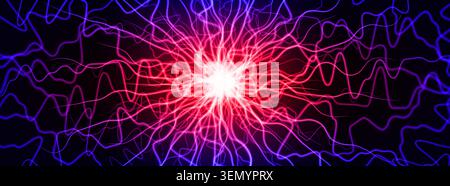 Neural network concept with glowing neuron connections and synapses, abstract vector background. Scientific brain structure element for biotech research, ai digital technology in medical science Stock Vector